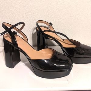 Marc Fisher Platform Pumps, Black patent, size 6.5